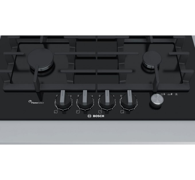 Варочная поверхность Bosch газ на стекле, 60см, чугун, черный
