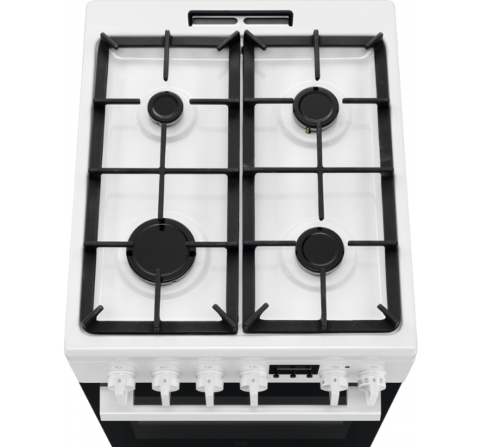 Плита Electrolux комбинированная, 57л, 50x60см, дисплей, конвекция, чугун, белый