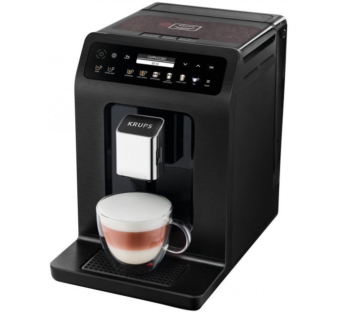 Кавомашина Krups Evidence Plus Titanium 2.3л, зерно, автомат.капучинатор, ОLED диспл, аторец. - 19, чорний