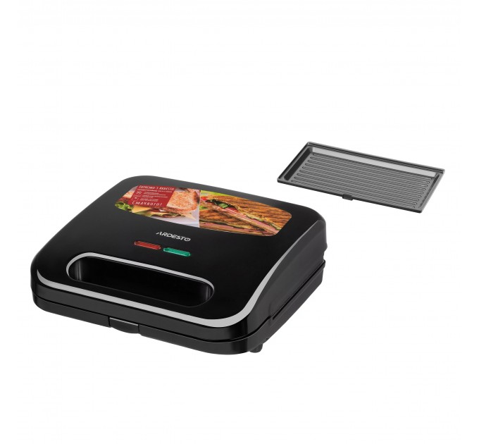 Сендвічмейкер ARDESTO 700Вт, 1 пластина-гриль, корпус-пластик, чорний