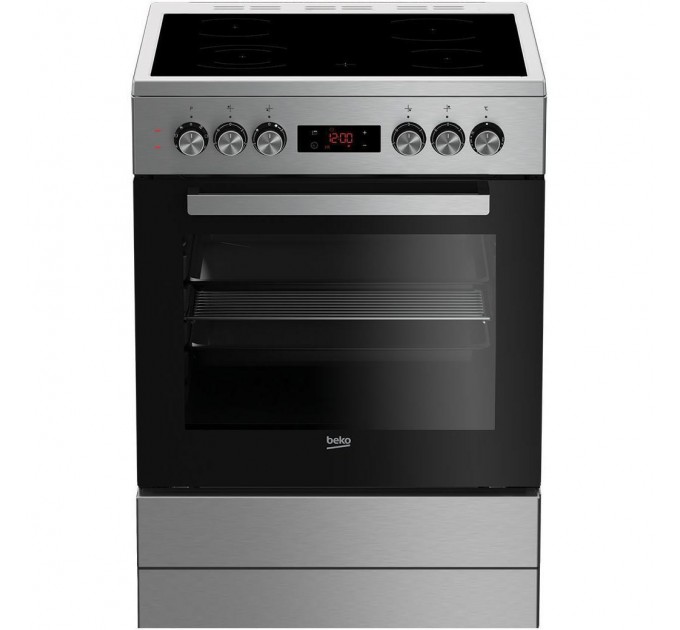 Плита Beko электрическая стеклокерамическая, 66л, 60x60см, дисплей, конвекция, нерж