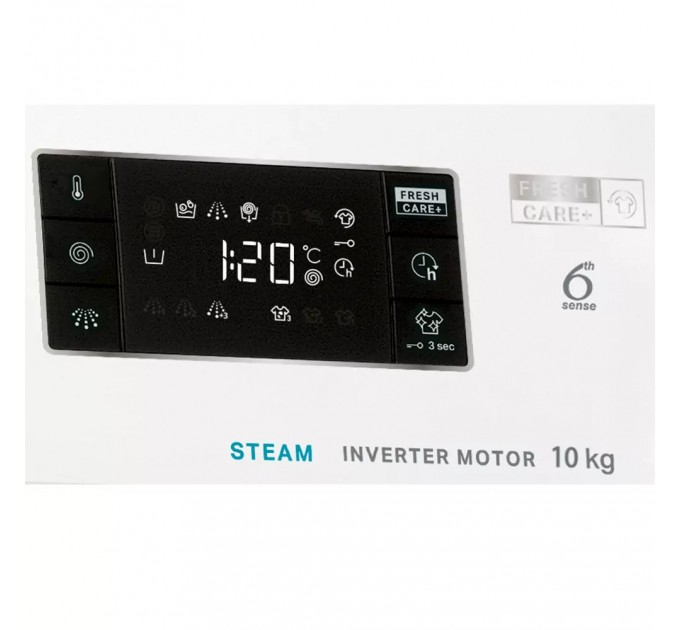 Стиральная машина Whirlpool фронтальная, 10кг, 1400, A+++, 60см, дисплей, пар, инвертор, люк черный, белый