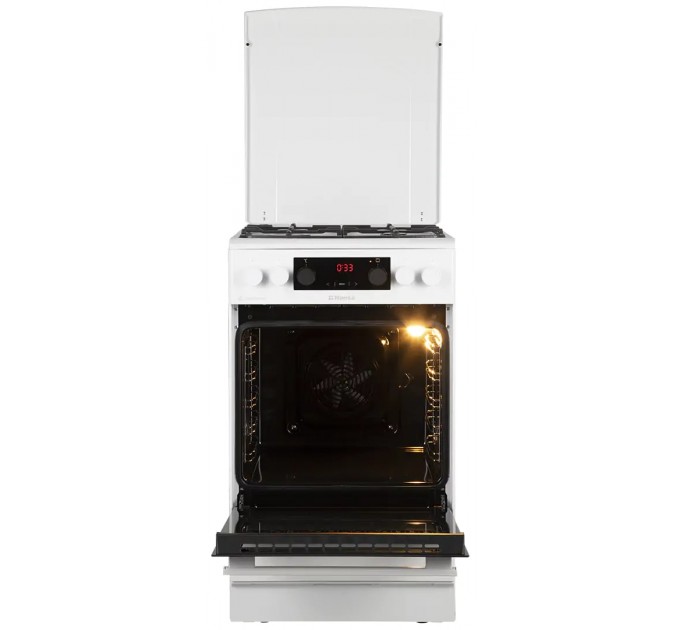 Плита Hansa комбінована, 65л, 50x60см, дисплей, конвекція, чавун, білий