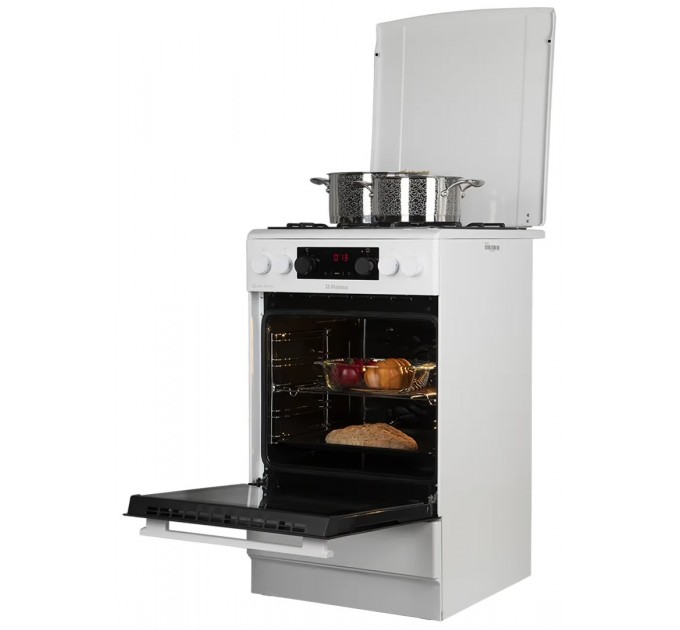 Плита Hansa комбінована, 65л, 50x60см, дисплей, конвекція, чавун, білий