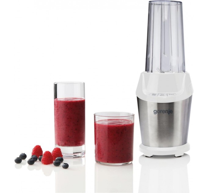 Блендер Gorenje стационарный 1000Вт, чаша-750мл, измельчитель, белый-нерж