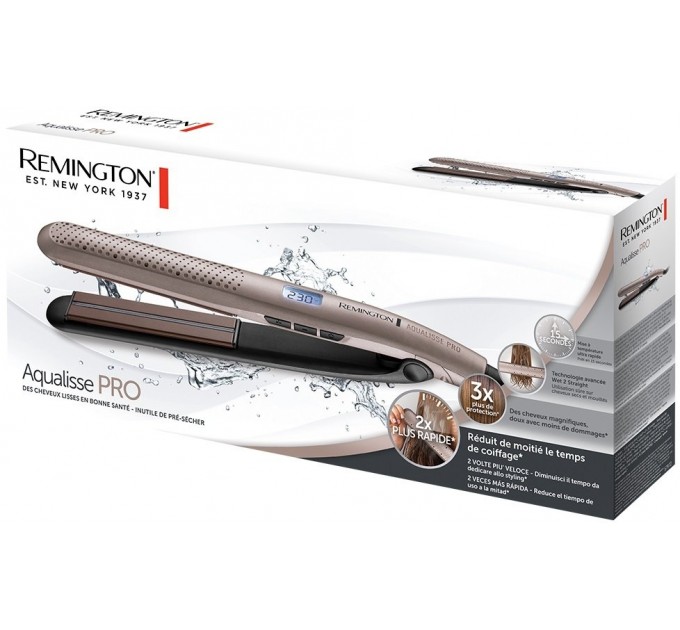 Випрямляч Remington Aqualisse PRO, 230Вт, темп.режимів-10, дисплей, кераміка, сріблястий