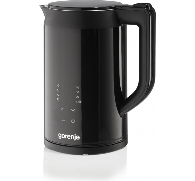 Электрочайник Gorenje 1.7л, двойные стенки, LED дисплей, Strix контроль, черный
