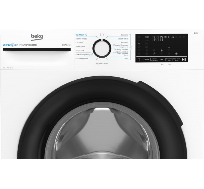 Стиральная машина Beko фронтальная, 8кг, 1400, A+++, 55см, дисплей, инвертор, пар, белый