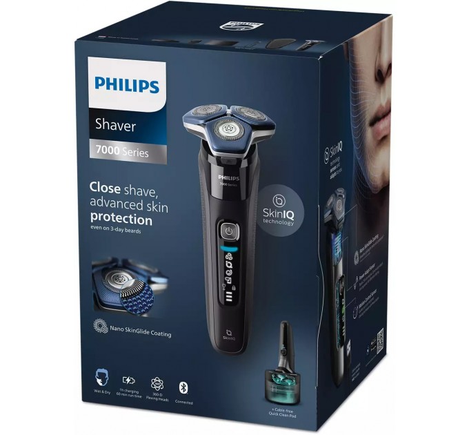 Бритва електр. Philips Series 7000 роторная, бритв.головок-3, Li-Ion, сух.+влажн., триммер, черный