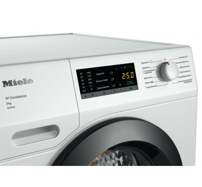 Пральна машина Miele WEA 135 WCS фронтальна, 8кг, 1400, A+++, 63.6см, дисплей, інвертор, люк сірий, білий