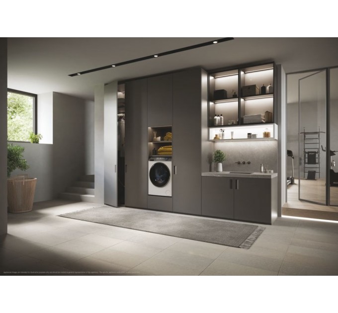 Стиральная машина Haier фронтальная, 12кг, 1400, A+++, 60см, дисплей, пар, инвертор, люк черный, прямой привод, белый