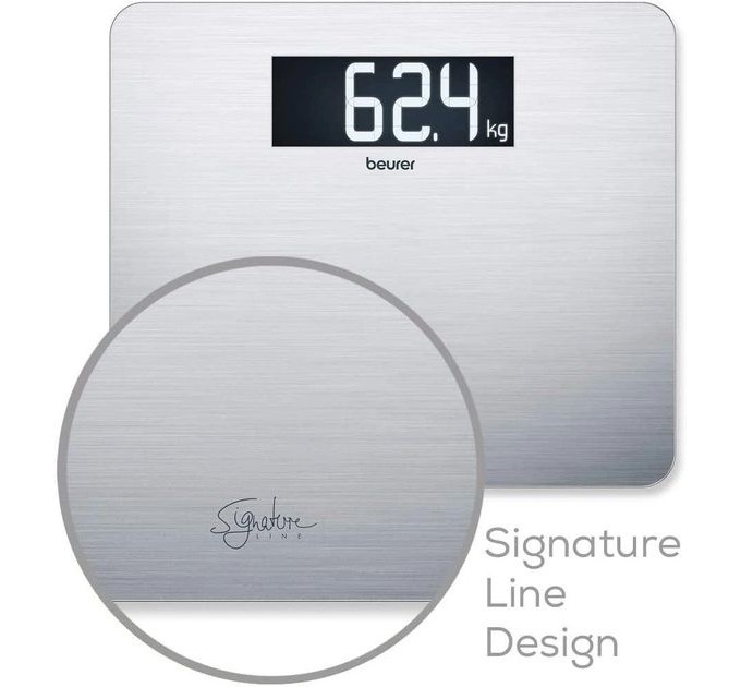 Весы Beurer напольные, 200кг, толщина 8мм, аnti-fingerprint, AAAx3 в компл, стекло/сталь, серый