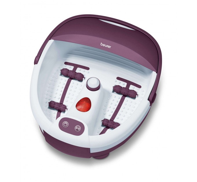 Масажна ванночка Beurer для ніг, від мережі, 3 насадки, підтрим. температури води, біло-фіолетовий