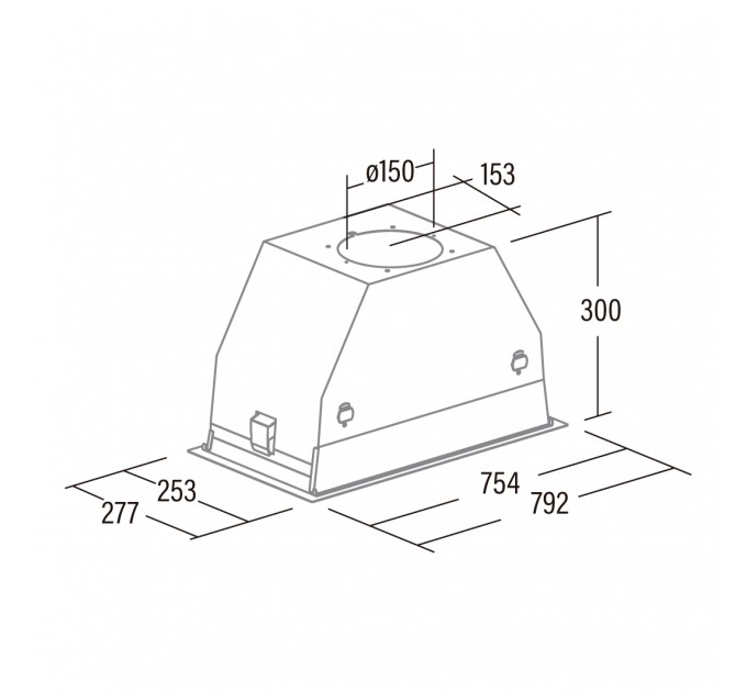 Вытяжка Cata встраиваемая, 80см, 1200м.куб/ч, Gc Dual 75 bk, черный