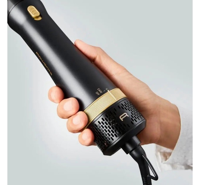Фен-щетка Rowenta Express Style, 800Вт, режимов-3, иониз-я, хол. обдув, керамика, турмалин, черно-золотой