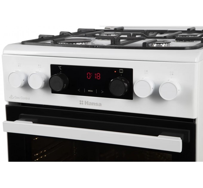 Плита Hansa комбінована, 65л, 50x60см, дисплей, конвекція, чавун, білий