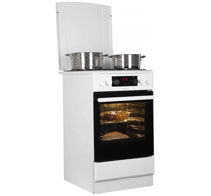 Плита Hansa комбінована, 65л, 50x60см, дисплей, конвекція, чавун, білий