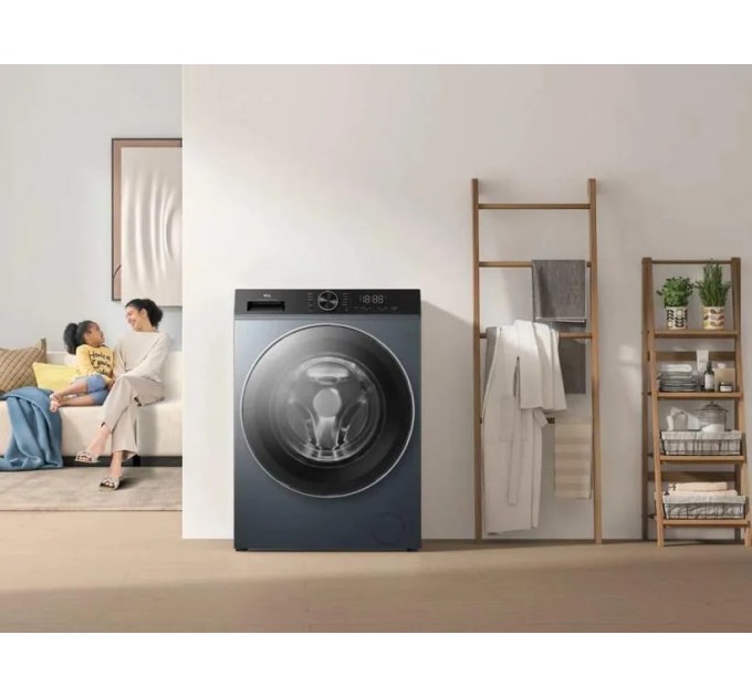Стиральная машина TCL фронтальная, 8кг, 1400, A+++, 53см, дисплей, пар, инвертор, серый
