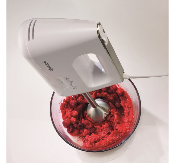 Миксер Gorenje ручной 550Вт, насадки-4 + блендер, турборежим, белый