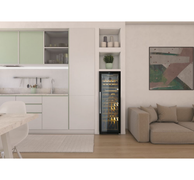 Холодильник Candy для вина, 146x49х55, холод.отд.-198л, зон - 1, бут-82, ST, дисплей, черный