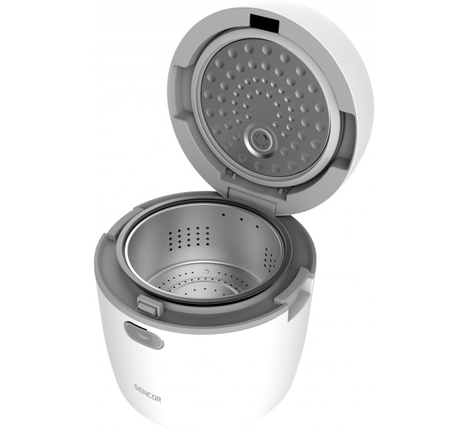Рисоварка Sencor 350Вт, чаша-0.6л, сенсорне керування, 8 програм, нерж. сталь, пластик, білий