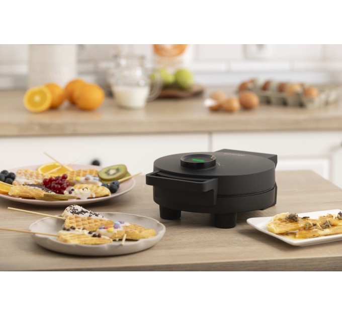 Міні-гриль Gorenje 1000Вт, алюміній, пластина д/вафель, корпус-метал, чорний