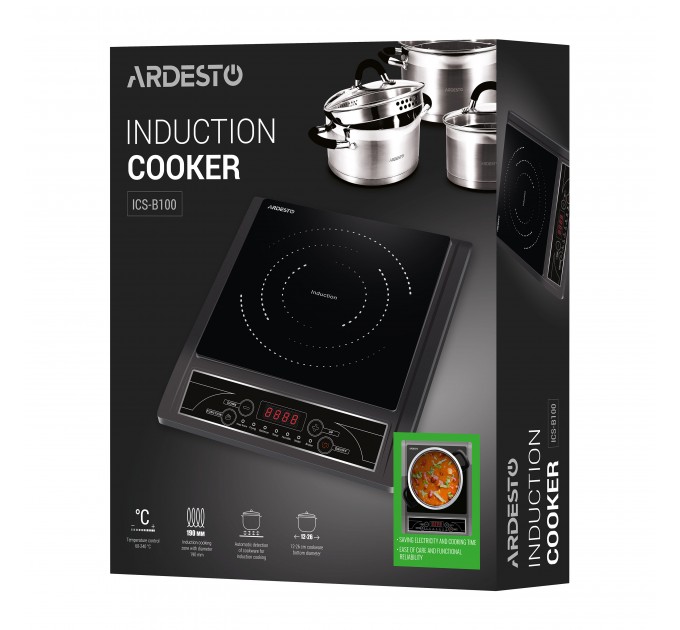 Плитка настольная ARDESTO индукционная, конф. - 1 на 2кВт, управл. - сенсорное, таймер, черный