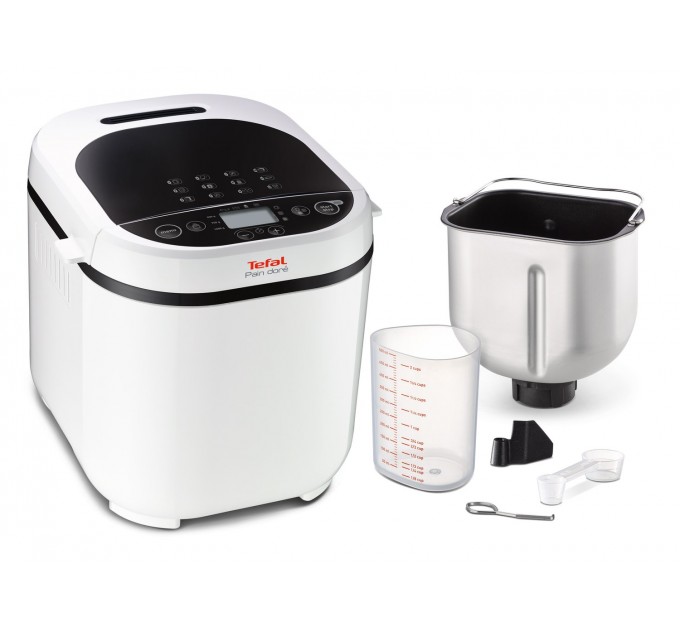 Хлебопечка Tefal PainDore 720Вт, программ-12, макс.вес -1кг, форма-прямоугольник, пластик, черно-белый