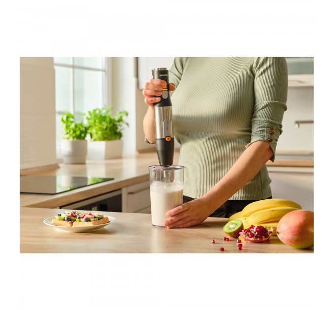 Блендер Sencor заглибний 1200Вт, 5в1, чаша-800мл, спінювач молока, чорний