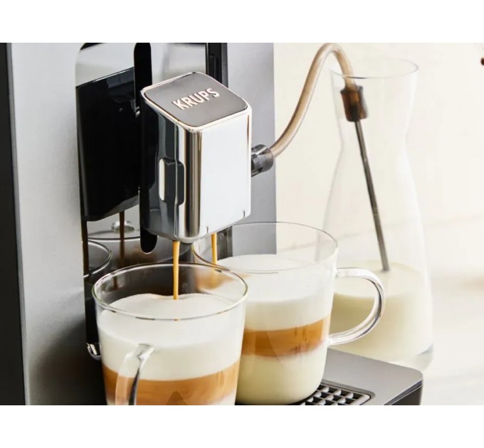 Кофемашина Krups Evidence Hot & Cold 2.3л, зерно, автомат.капучинатор, OLED диспл, авторецептов - 18, серо - черный