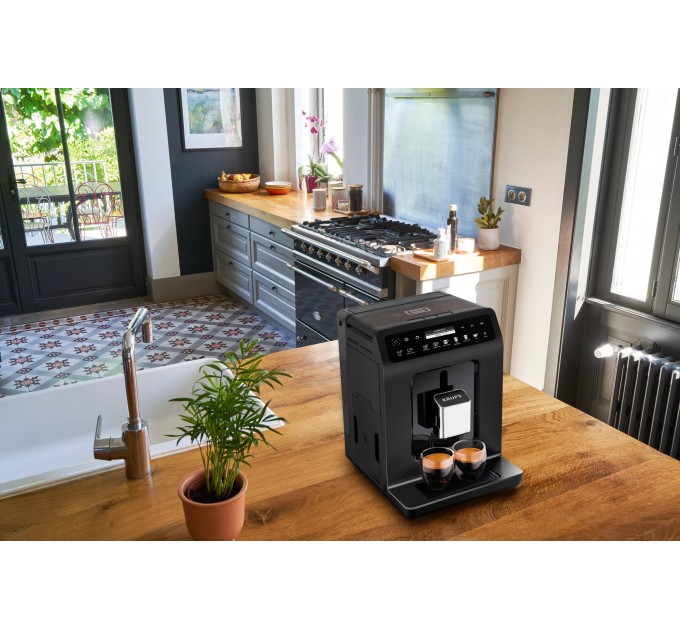 Кавомашина Krups Evidence Plus Titanium 2.3л, зерно, автомат.капучинатор, ОLED диспл, аторец. - 19, чорний