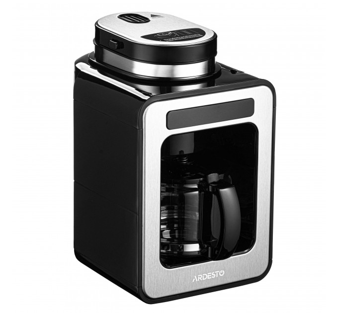 Кавоварка ARDESTO Steel Collection крапельна 0.5л, зерно + мелена, дисплей, сріблясто-чорний