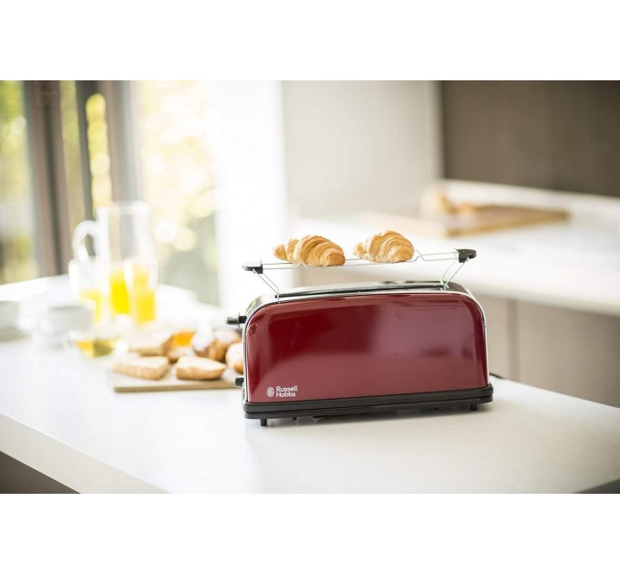 Тостер Russell Hobbs Classic 1100Вт, длинные слоты, металл, красный