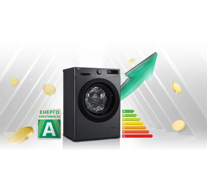 Стирально-сушильная машина LG фронтальная, 9(5)кг, 1200, A, 48см, дисплей, пар, инвертор, черный