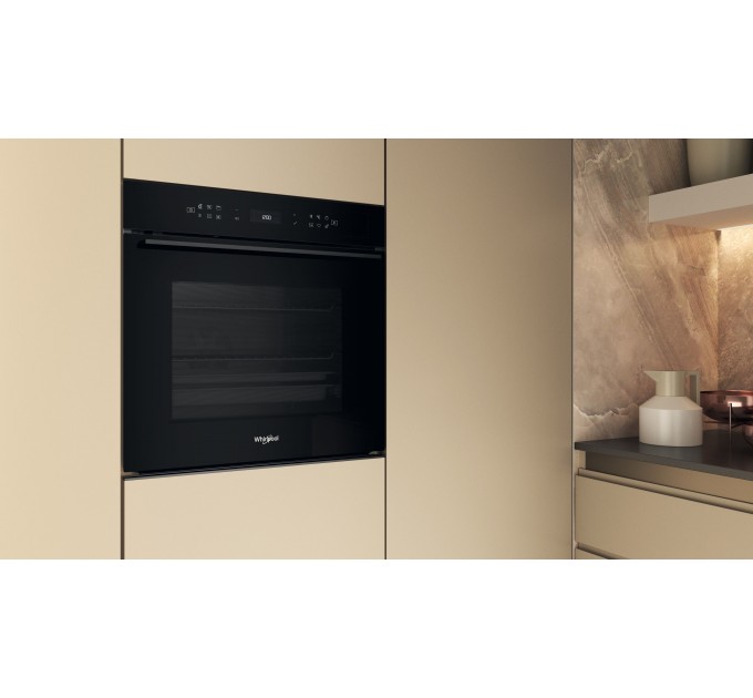 Духова шафа Whirlpool електрична, 73л, A+, дисплей, конвекція, піроліз, телескопічні напрямні, чорний