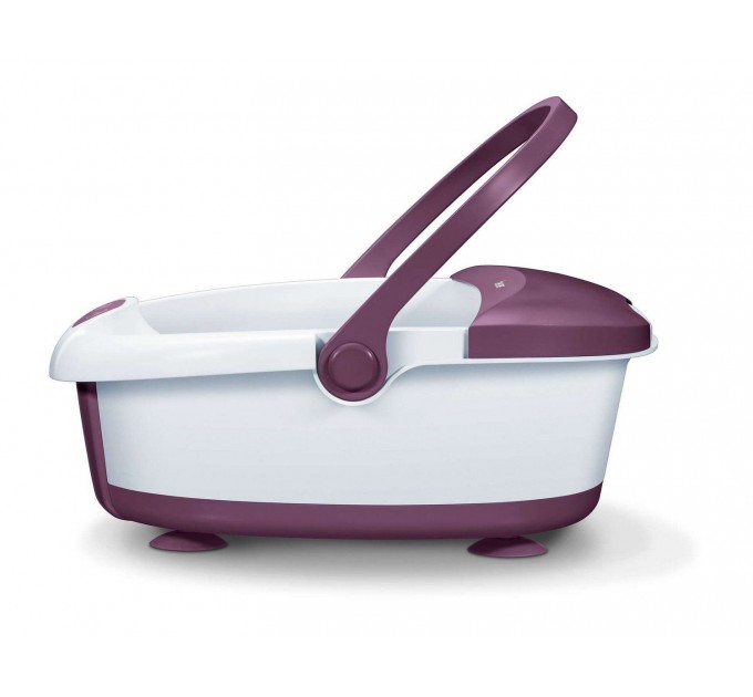 Масажна ванночка Beurer для ніг, від мережі, 3 насадки, підтрим. температури води, біло-фіолетовий