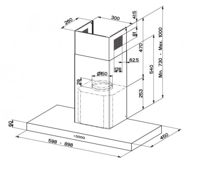 Витяжка Faber купольна, 60см, 1186м.куб/год, Stilo Comfort Wh Matt A60, білий матовий