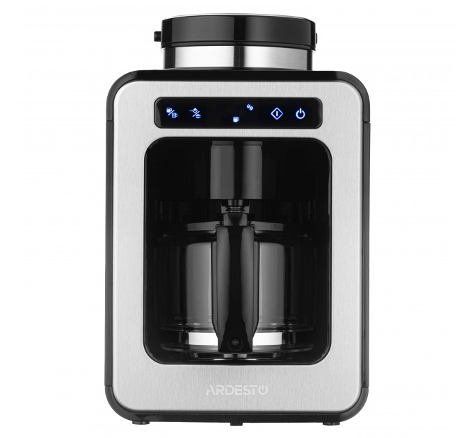 Кавоварка ARDESTO Steel Collection крапельна 0.5л, зерно + мелена, дисплей, сріблясто-чорний