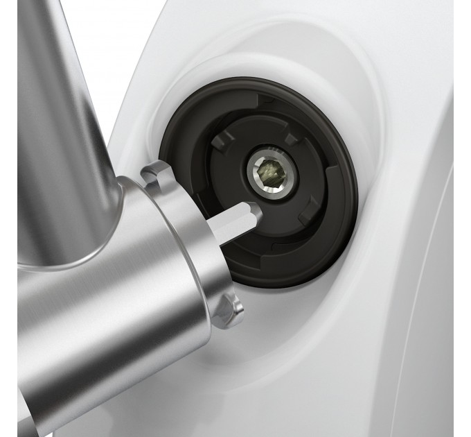 М'ясорубка Tefal HV4, 2000Вт, 2.3кг/хв, 3 решітки, насадка для ковбас, кеббе, томатів, пластик, біло-чорний