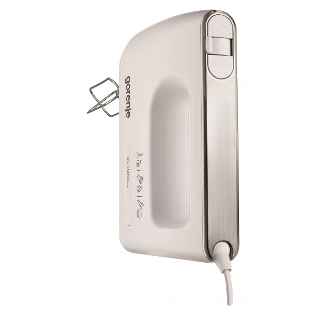 Миксер Gorenje ручной 550Вт, насадки-4 + блендер, турборежим, белый