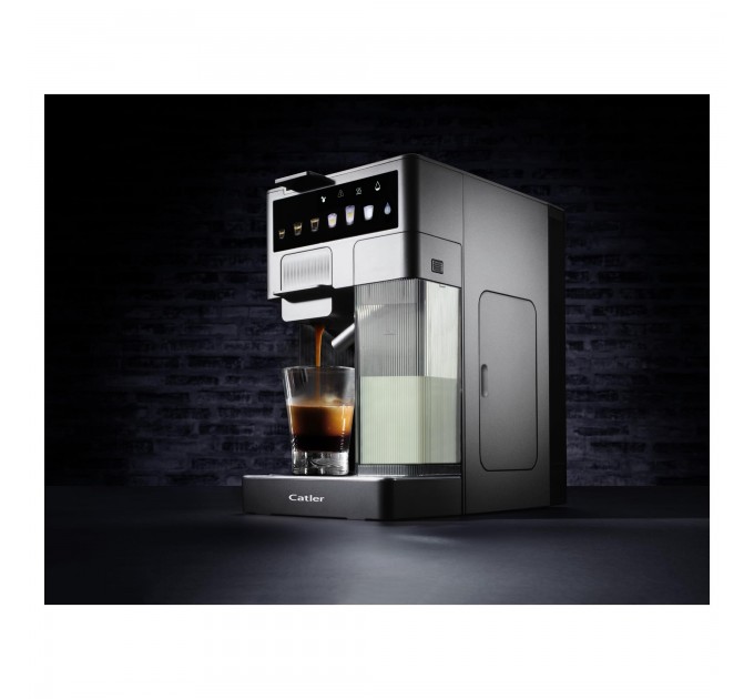 Кофеварка Catler капсульная Renzo 1.6л, капсулы, молотый кофе, сенс. управл., автом. капучинатор, серый
