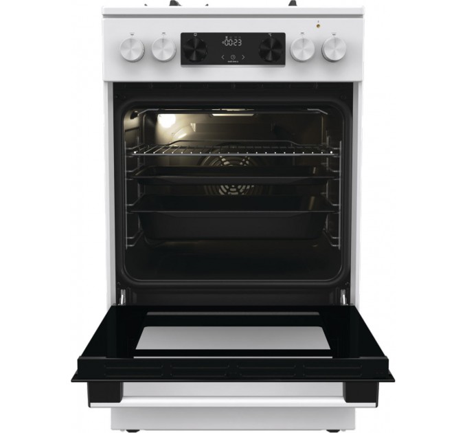 Плита Gorenje комби, 70л, 50x60см, дисплей, IconLed, чугун, белый