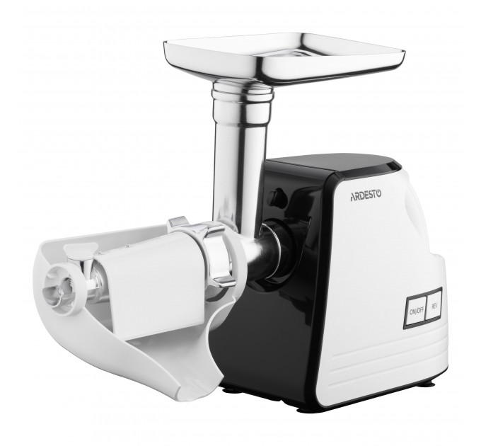 М'ясорубка ARDESTO, 2300Вт, продук.-2.2кг/хв, 4 решітки + для ковб., кеббе, насадка для томатів, пластик, біло-чорний