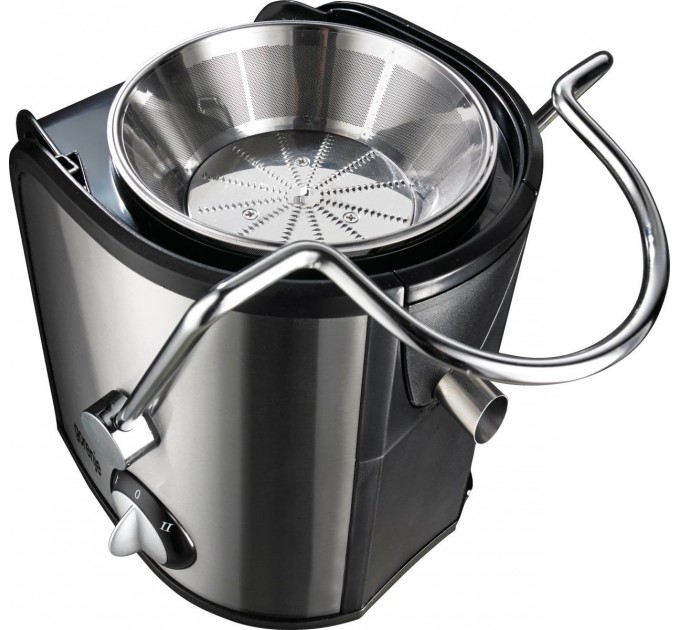 Соковыжималка Gorenje центробежная 800Вт, чаша-1.1л, жмых-1.5л, желоб на целое яблоко, пластик/металл, черный