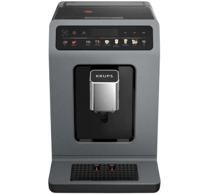 Кофемашина Krups Evidence Hot & Cold 2.3л, зерно, автомат.капучинатор, OLED диспл, авторецептов - 18, серо - черный