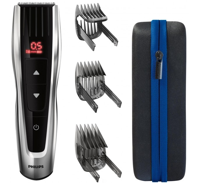 Машинка для стрижки Philips Series 9000, акум., роторный мотор, насадок-3, кейс, сталь, чорно-серый