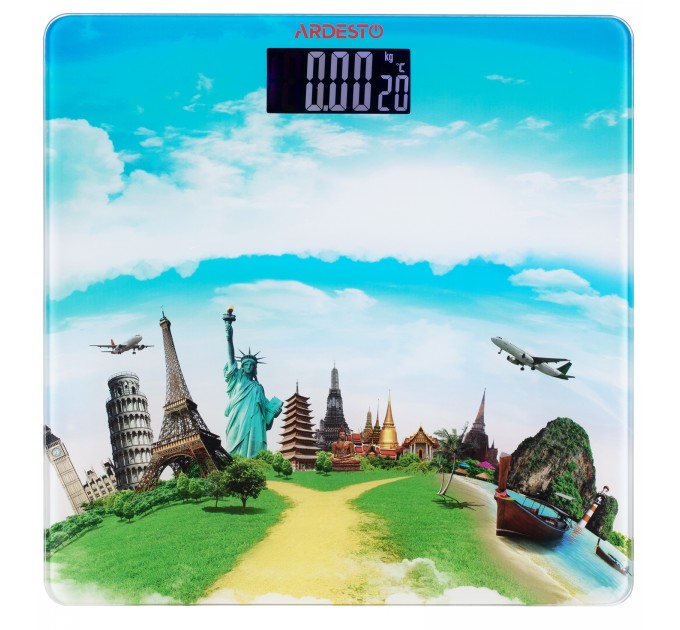 Весы ARDESTO напольные Travel, 150кг, AAAx2 в компл, стекло, многоцветные