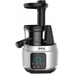 Соковыжималка Tefal Juice&Clean шнековая 150Вт, чаша-0.8л, жмых-0.8л, пластик, серебристо-черный