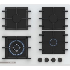 Варильна поверхня Bosch газова на склі, 60см, чавун, білий