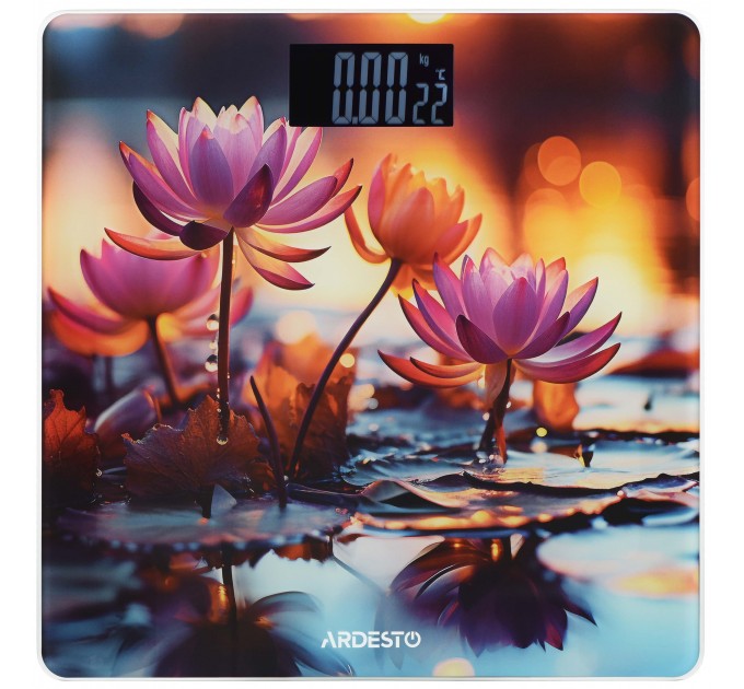 Ваги ARDESTO підлогові LOTUS, 150кг, AAAx2 в комплекті, скло, багатокольорові